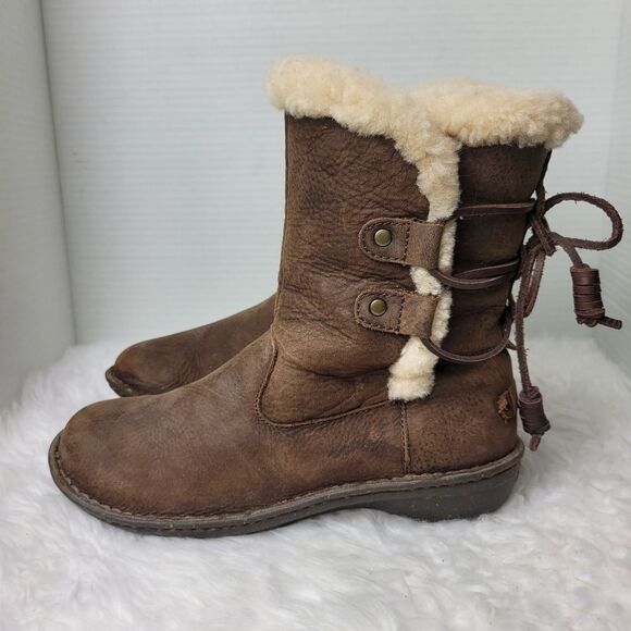 UGG Akadia Stout Womens Size 8 Brown Winter Booties Lace Up Boots Leather - Picture 3 of 8